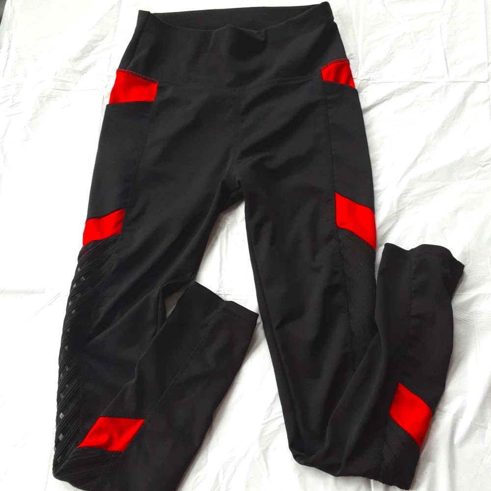 Black and Red- Steam Punk Leggings with Mesh - SHEIN - Size Small